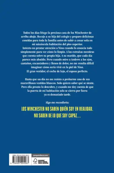 White and blue striped woven tote bag for The Housemaid psychological thriller