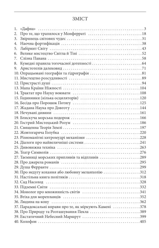 Table of contents.