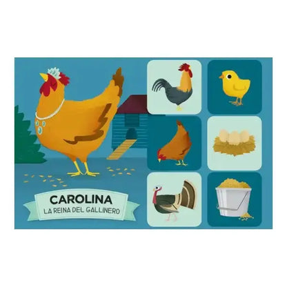 Golden chicken with pearl necklace in Los Reyes matching game book