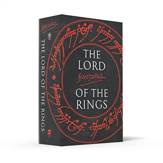 Black leather Lord of the Rings book cover with red elvish script