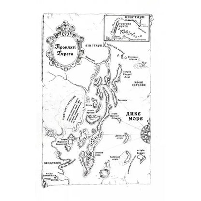 Hand-drawn fantasy map from The Mad Ship Ukrainian Hardcover Fantasy novel by Robin Hobb