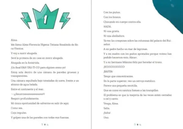 Blue lightning bolt crown with gold accents for Las Princesas Rebeldes book