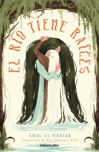 Green and white flowing dress with Río Tiene Raíces book cover