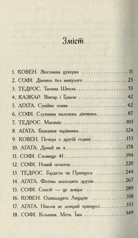 Table of contents in Ukrainian.