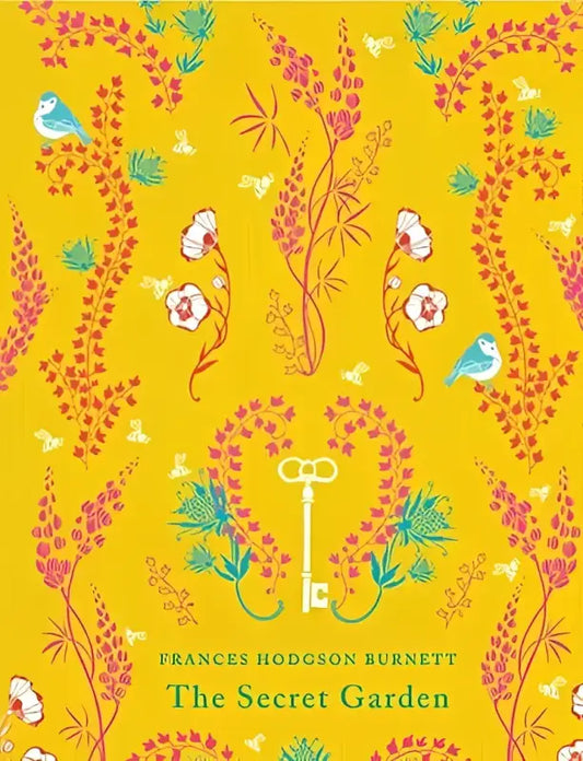 Book cover with floral and key design.