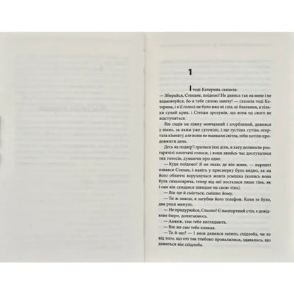 Page of printed text from Ukrainian hardcover novel The Shadow of the Owl by Vasyl Shklyar