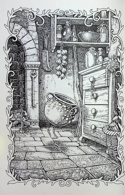 Whimsical, walking cauldron.