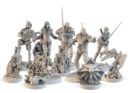 White resin Witcher miniatures in Path of Destiny deluxe edition
