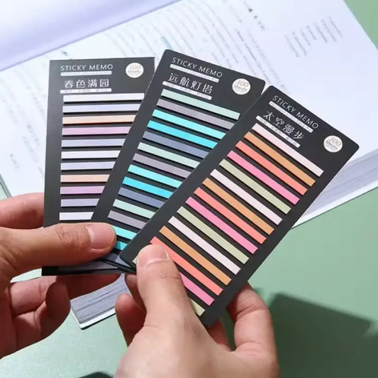 Colorful transparent sticky tabs for books and notes, perfect for organizing