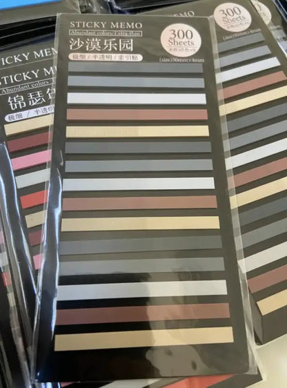 Colorful transparent sticky tabs for books and notes, perfect for organizing and bookmarking
