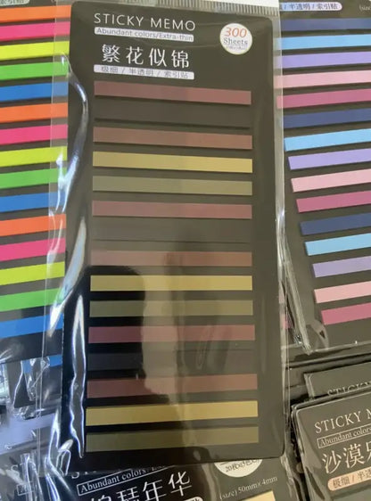 Colorful transparent sticky tabs for books and notes - 300 pieces of transparent sticky tabs