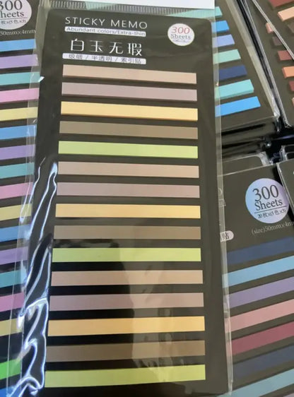 Packaged thin transparent sticky tabs for books and notes, colorful index strips
