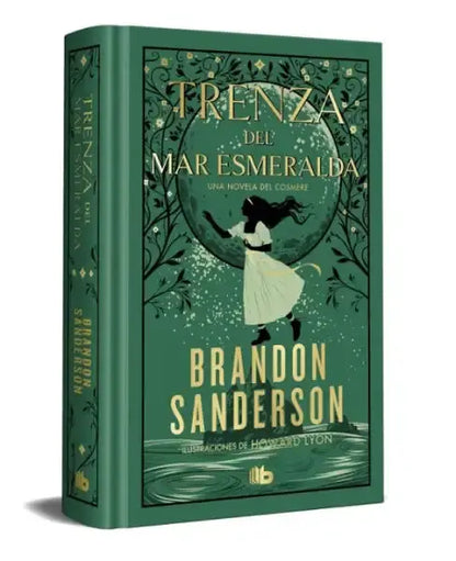 Girl dancing under moon on Tress of the Emerald Sea Spanish hardcover