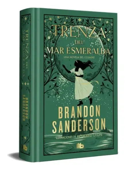 Girl dancing under moon on Tress of the Emerald Sea Spanish hardcover