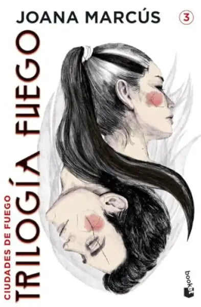 Black and white manga-style woman with red blush from Trilogía Fuego by Joana Marcús