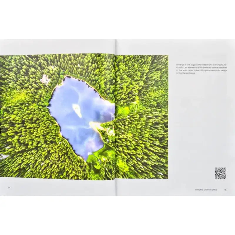 Open book with aerial lake view from Ukrainian Insider Bohdan Logvinenko English Edition