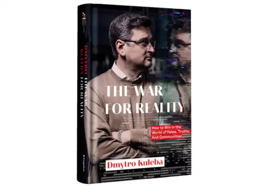 Book cover featuring Dmytro Kuleba’s portrait from War for Reality English book