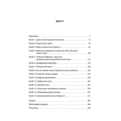 Table of contents page from Why Nations Fail by Daron Acemoglu and James Robinson