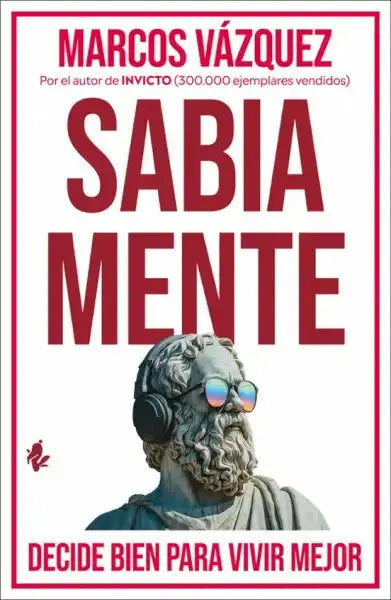 Gray stone statue of bearded man in headphones and rainbow sunglasses by Marcos Vázquez, Wise Mind on cognitive biases